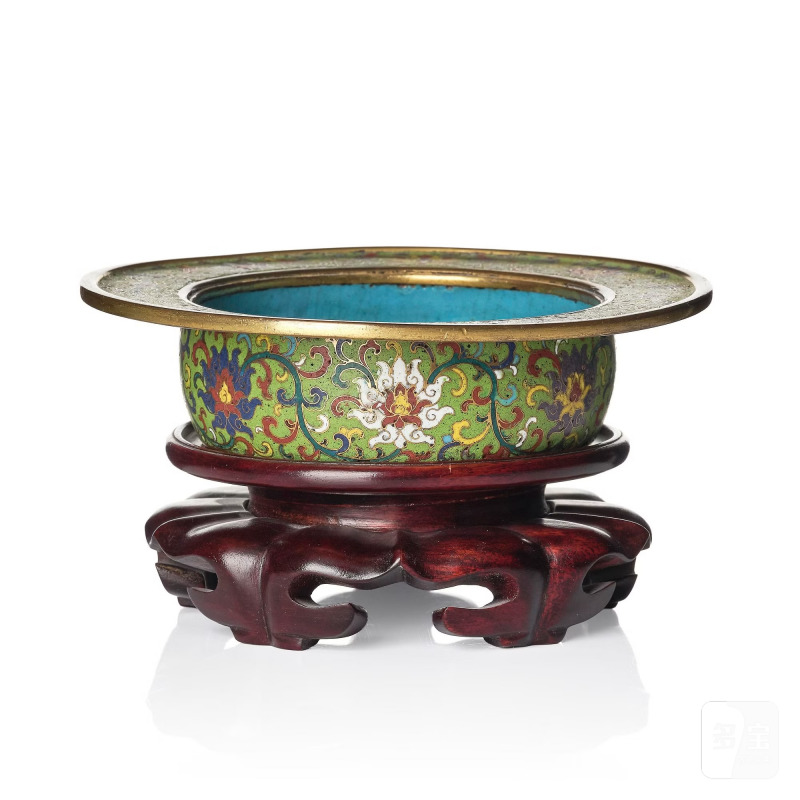 A small cloisonne 'lotus' basin,